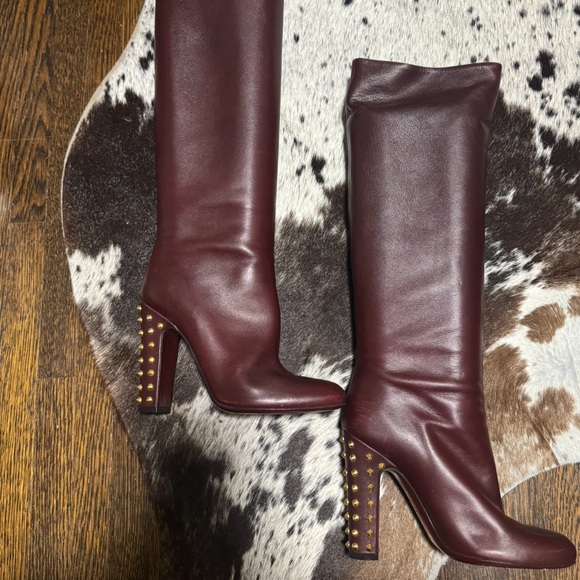 Gucci Women's Leather Knee High Studded Jacquelyne Boots - Picture 4 of 11